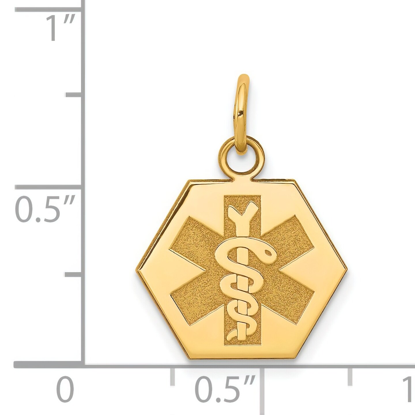 14K Yellow Gold Medical ID Pendant Charm Jewelry 20mm x 15mm