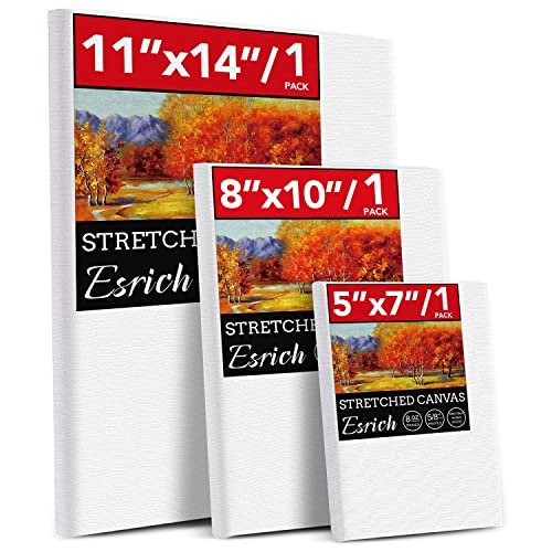 3 Pack Canvases for Painting with Multi Pack 11x14&#x22;, 5x7&#x22;, 8x10&#x22;, Painting Canvas for Oil &#x26; Acrylic Paint