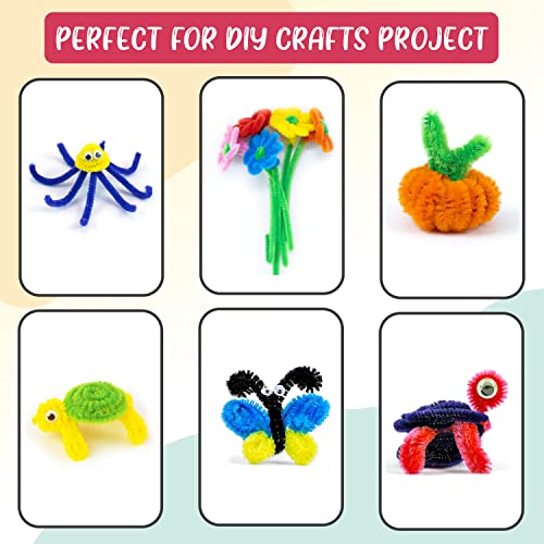 460 Pcs, 360 Pipe Cleaners+100 Googly Eyes | Vibrant Assorted 30 Colors of Craft Chenille Stems - Multicolor Pipe Cleaners Craft Supplies for DIY Arts, and Home &#x26; School Crafts Projects