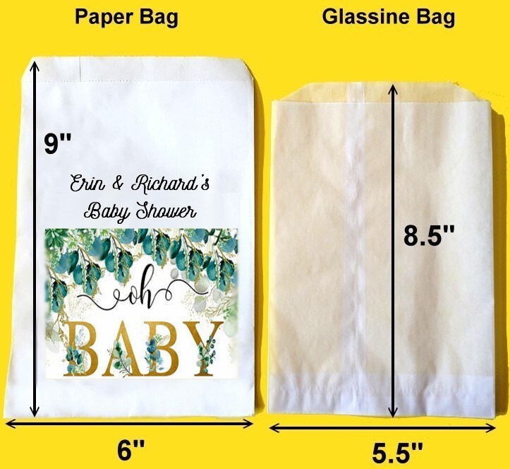 10 Baby Shower Favors Bags, Oh Baby Shower, Gender Neutral, Bohemian, Journaling Supplies, Personalized, Cookies Bags, Treat Bags