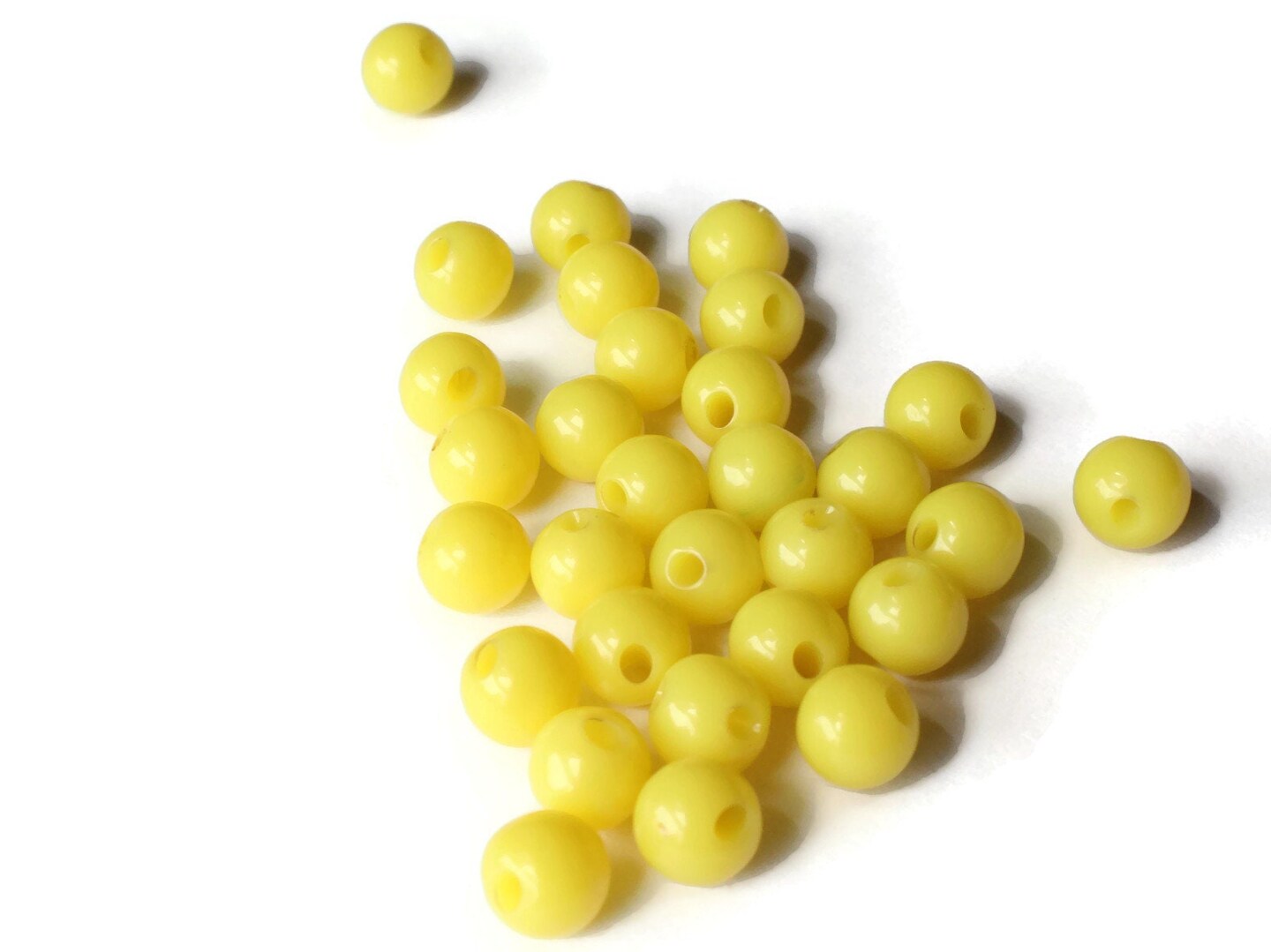 30 7mm 1/4 Inch Opaque Yellow Vintage Lucite Ball Buttons