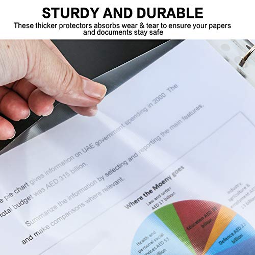 Sheet Protectors, PANDRI 500 Pack Clear Heavy Duty Plastic Page Protectors  Sheet Reinforced 11-Hole Fit for 3 Ring Binder Fits Standard 8.5 x 11  Paper, 9.25 x 11.25 Top Loaded, Acid Free