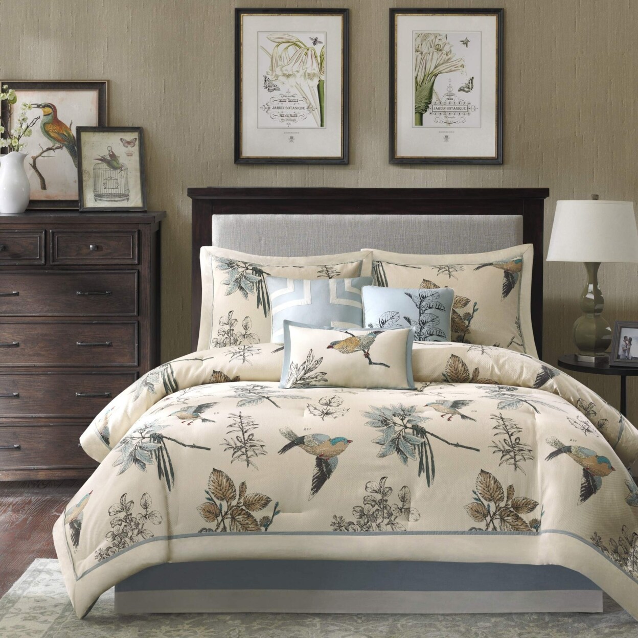 Madison Park   Textiles Quincy 7 Piece Comforter Set, Queen, Khaki