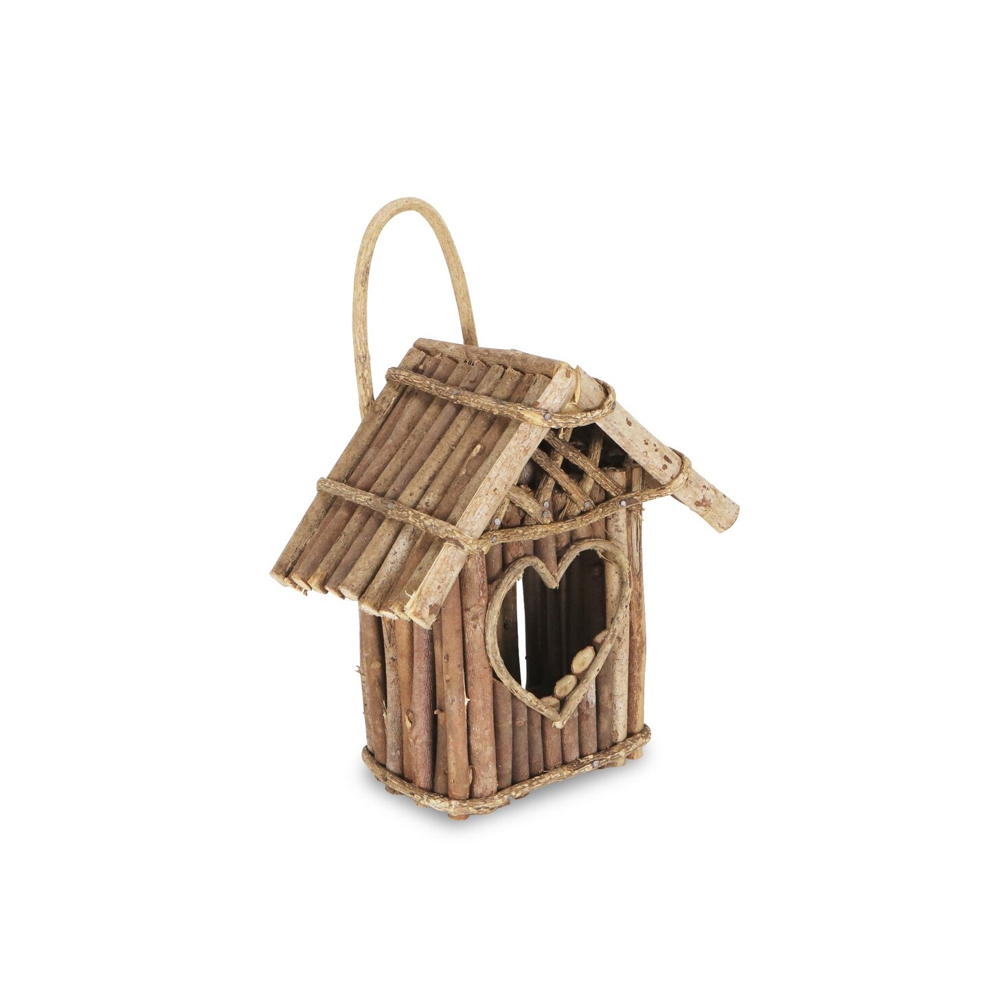 Contemporary Home Living 13&#x22; Tawny Brown Twig Birdhouse Hanging Planter