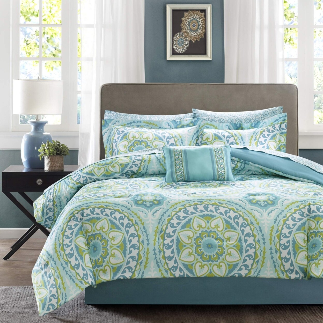Madison Park   MPE10-117 Essentials Serenity Complete Bed and Sheet Set King Aqua,King