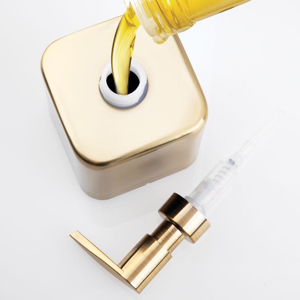 mDesign Small Square Metal Refillable Liquid Hand Soap Dispenser Pump