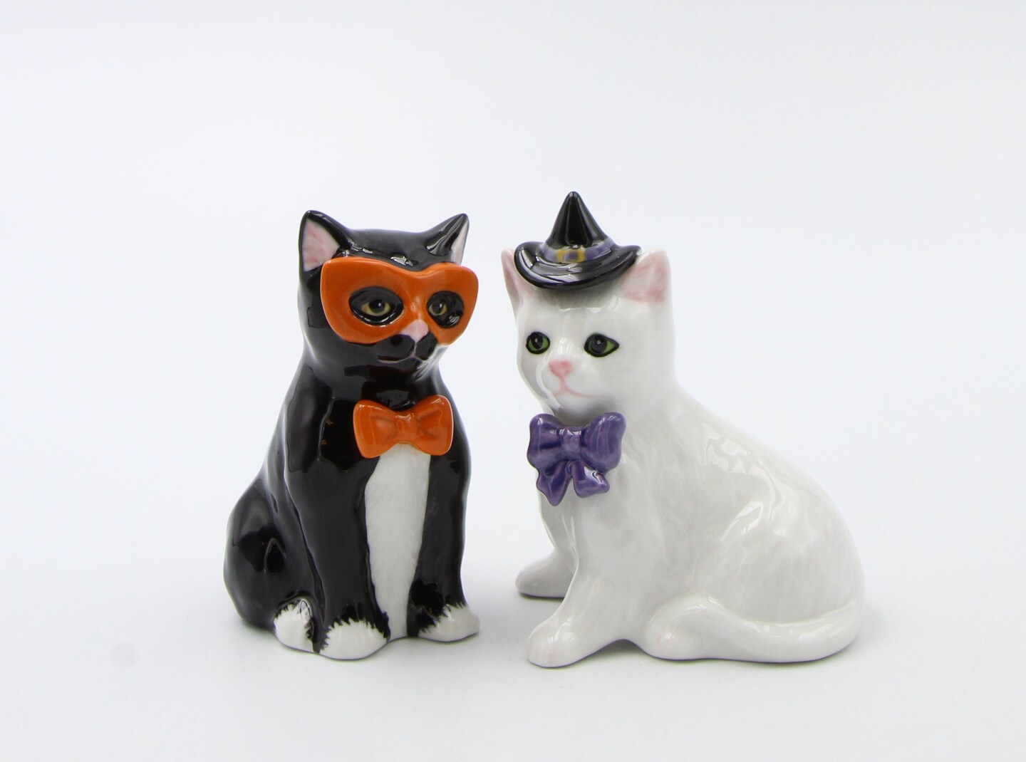 Ceramic Black and White Cats in Costumes Salt and Pepper, Home D&#xE9;cor, Gift for Her, Mom, Kitchen D&#xE9;cor, Cat Lovers Gift, Pet Loss Gift