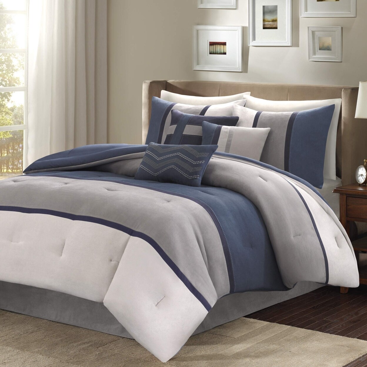 Madison Park   Palisades 7Piece Comforter Set, Blue - King