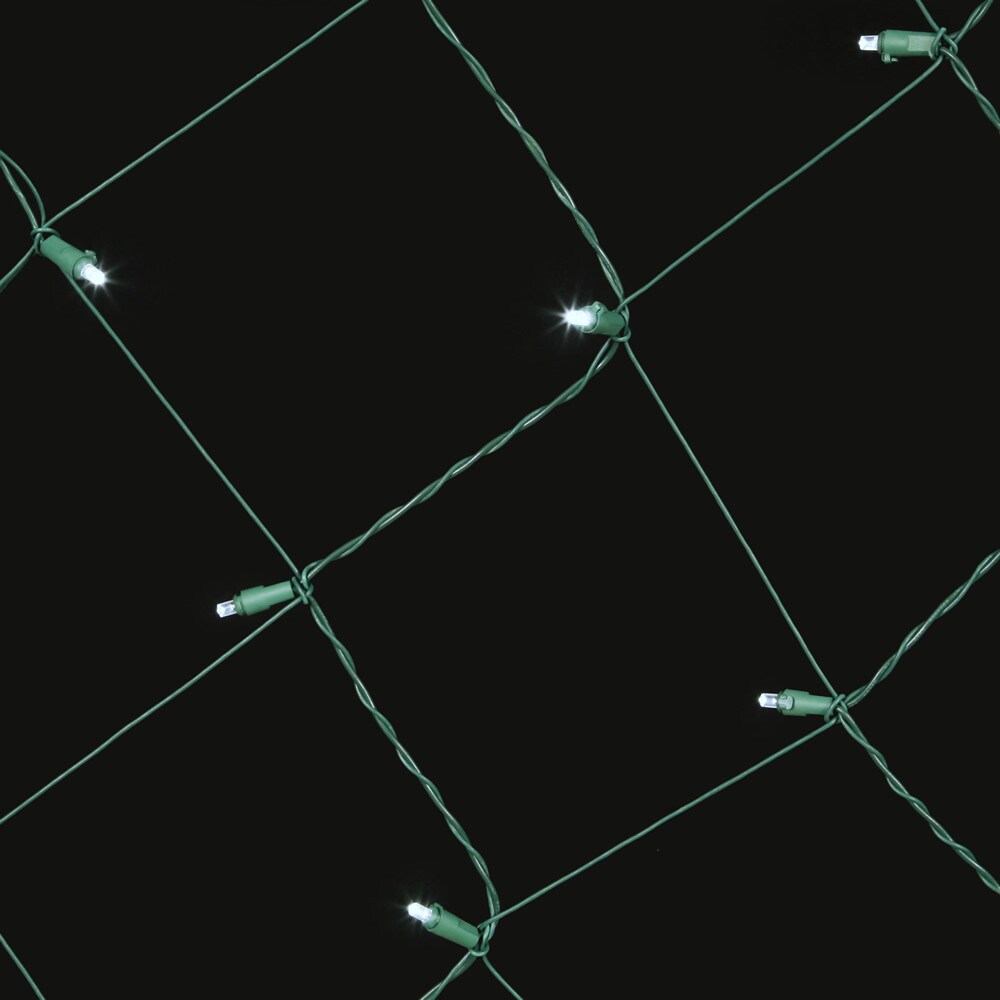 150 Pure White LED Wide Angle Net Lights 2Ft. x8Ft. Green Wire Christmas set