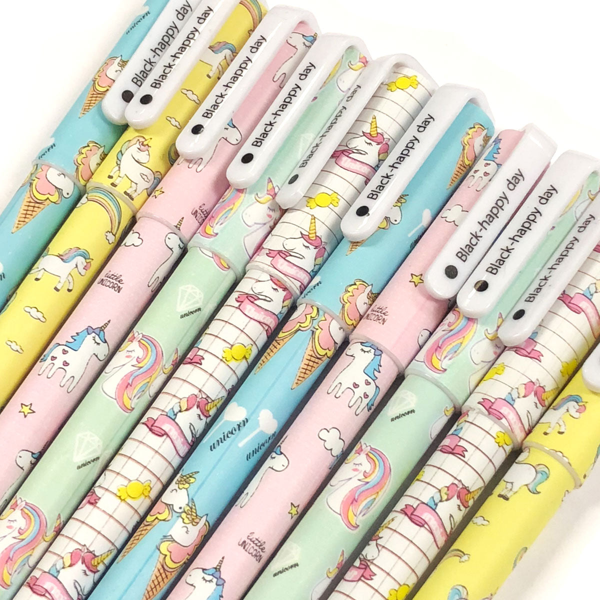 Wrapables Unicorn Flamingo Gel Ink Pens, 0.5mm Fine Point (Set of 10) for School, Office, Stationery