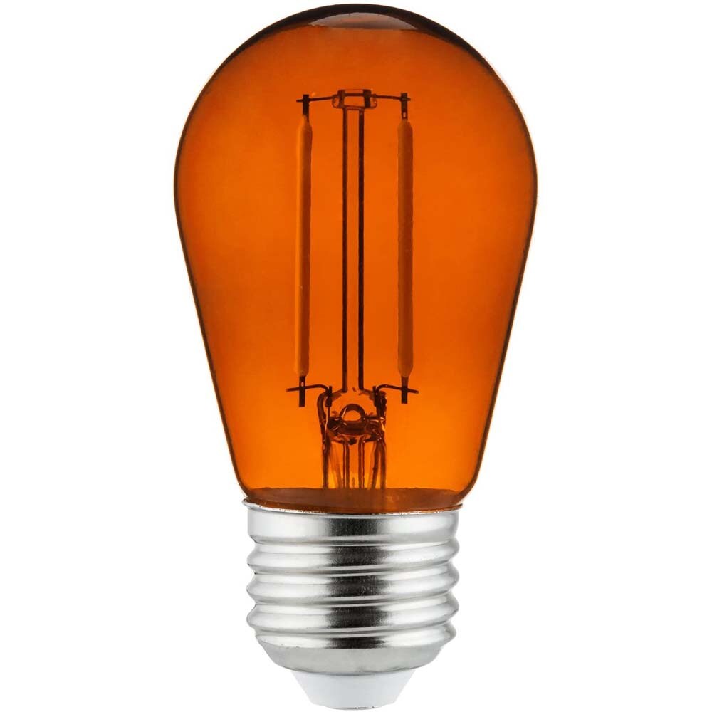 6Pk - 2 watts Orange LED Filament S14 Sign Clear Dimmable Light Bulb