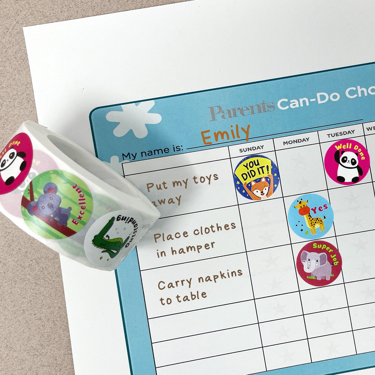 Wrapables 1 Inch Reward, Birthday, Thank You Stickers for Teachers, Students, Classrooms, Party Favors, Gifts, Boxes &#x26; Bags (1000pcs)