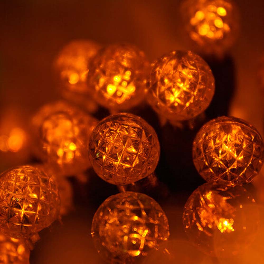 70 Amber/Orange G12 LED String Lights, Green Wire, 4&#x22; Spacing