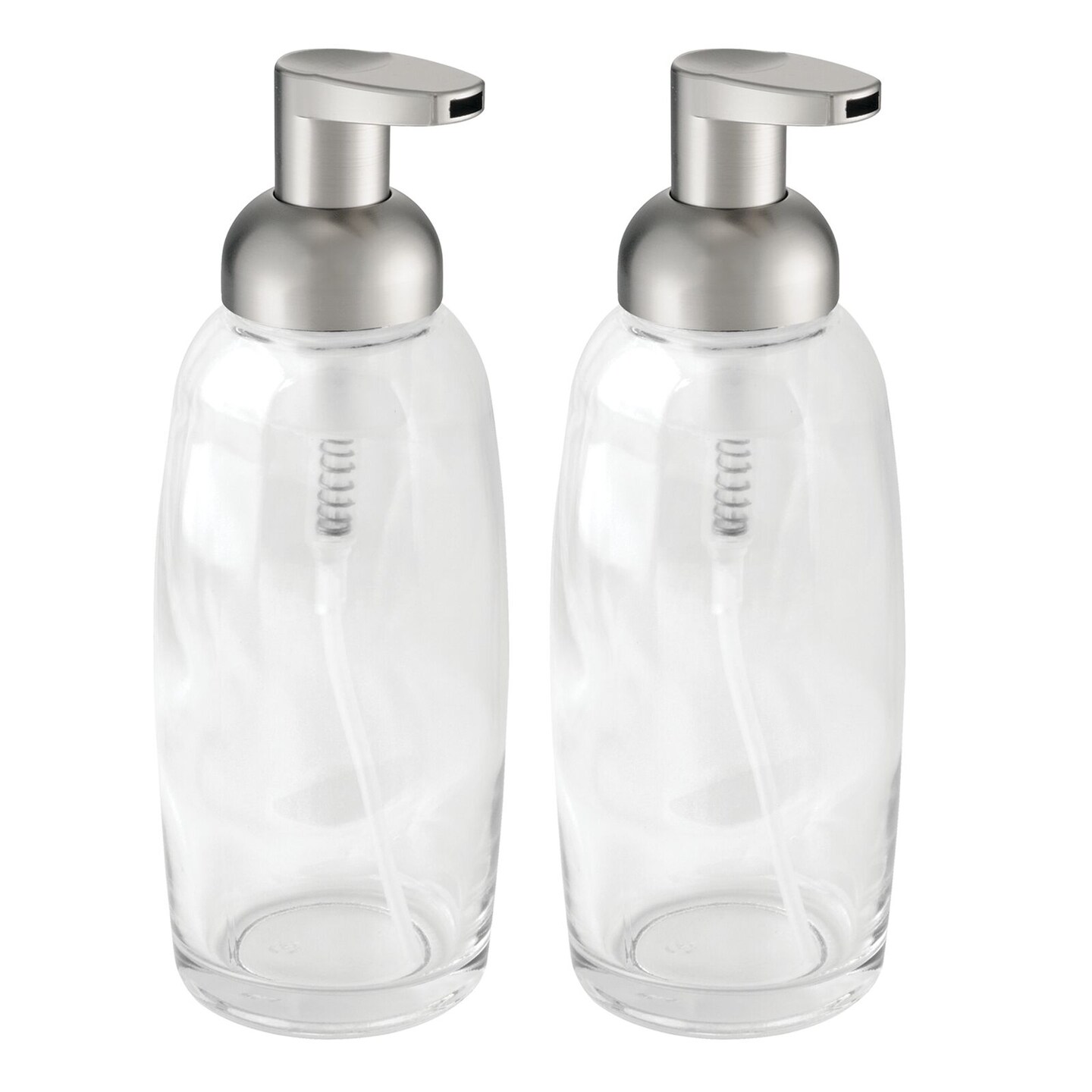 mDesign Glass Refillable Foaming Soap Dispenser Pump, 2 Pack