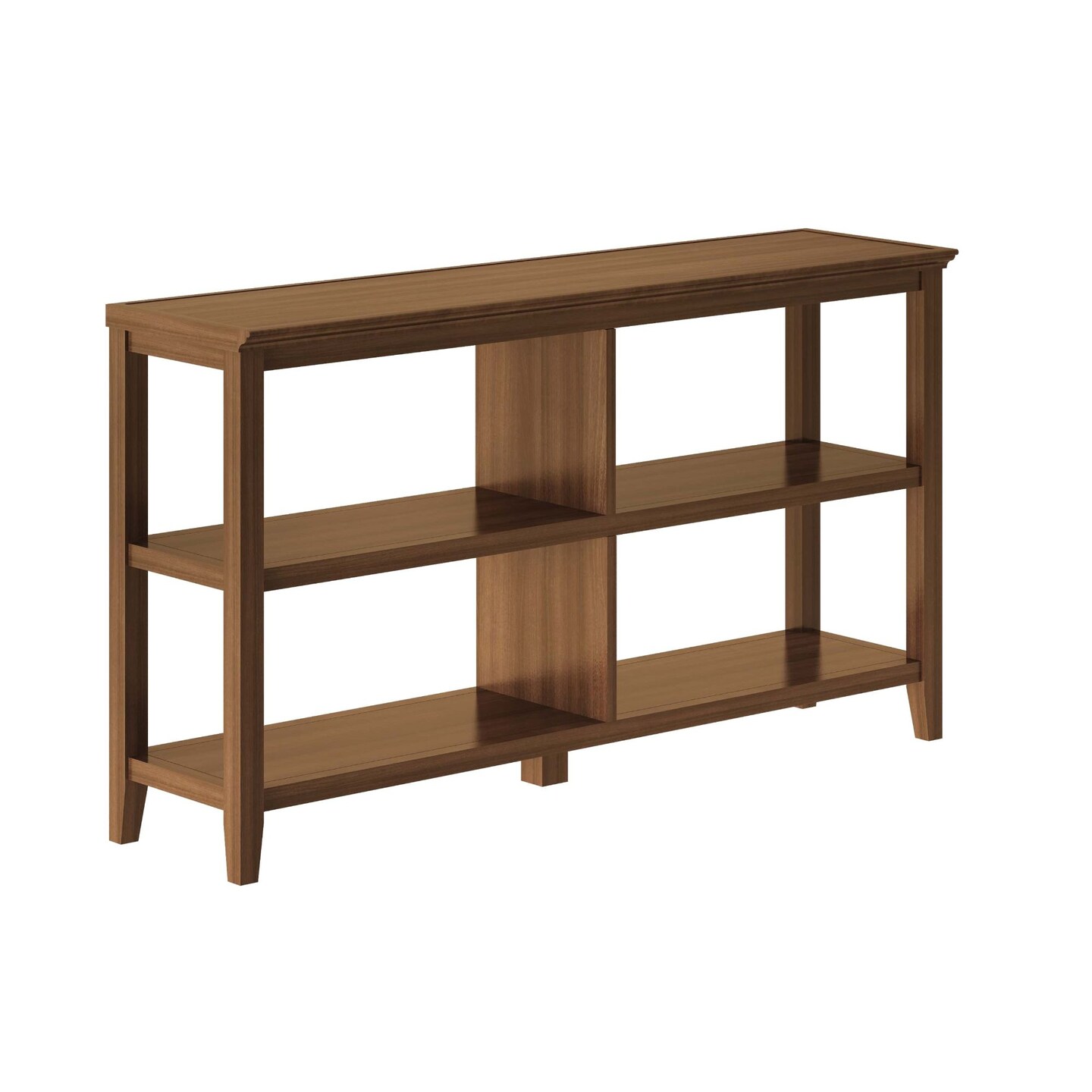 Contemporary Home Living 54&#x22; Walnut Brown Solid 2-Tier Low Horizontal Bookcase