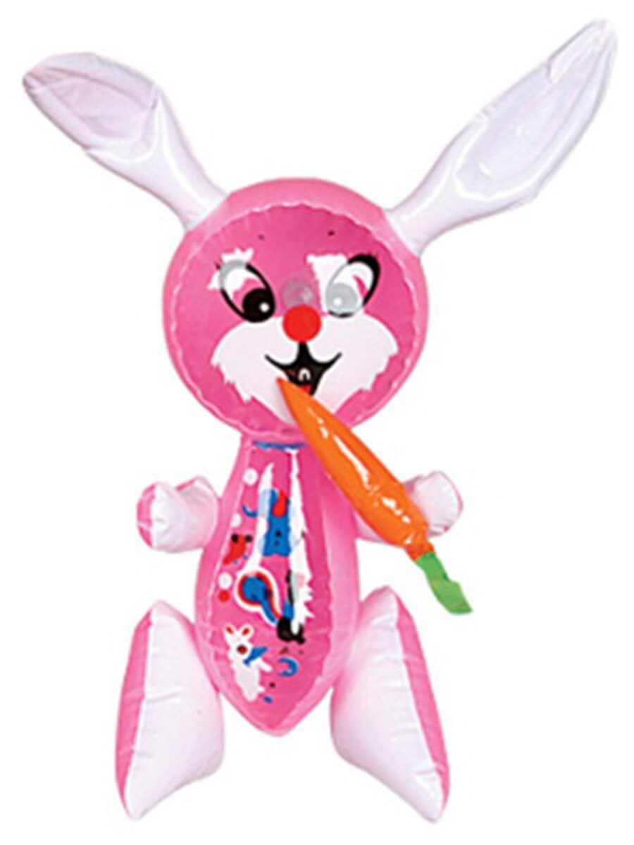 Large 17" Pink Inflatable Easter Bunny Rabbit With Carrot Toy Decoration