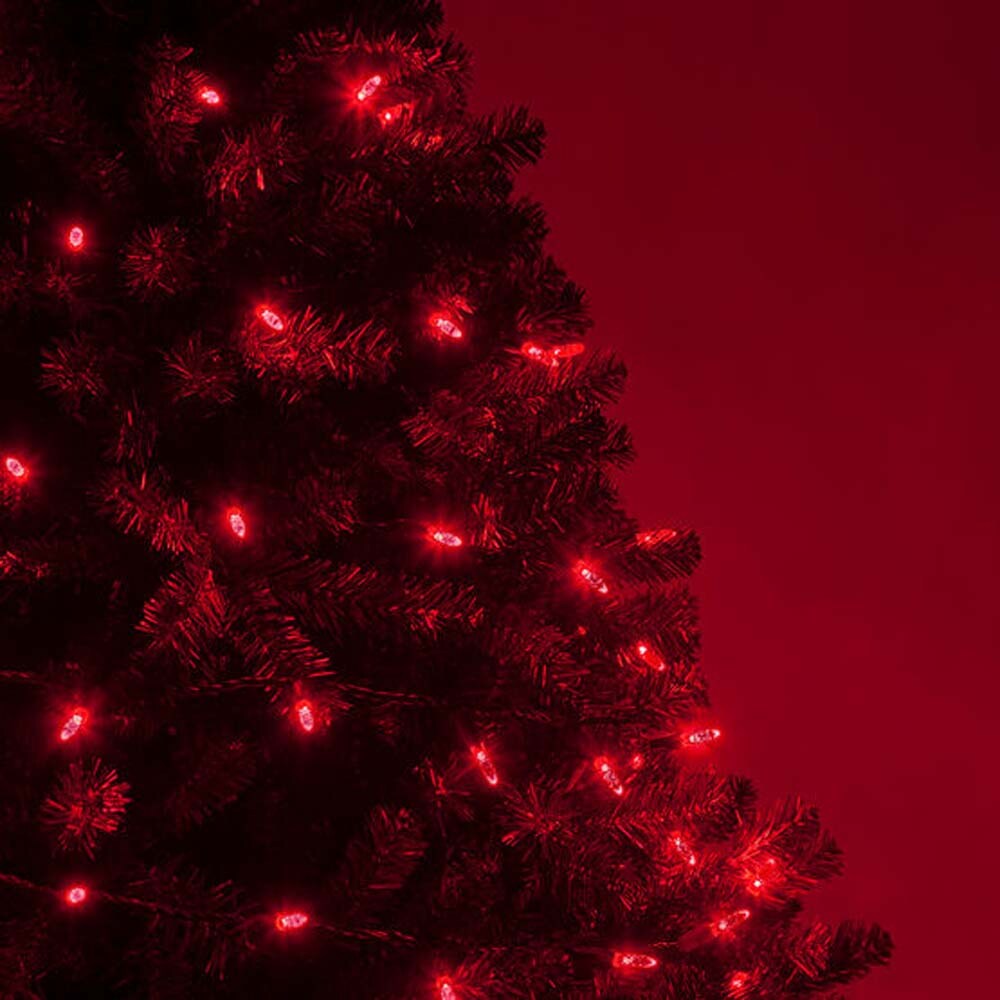 70 Red M5 LED Lights, Green Wire, 4&#x22; Spacing