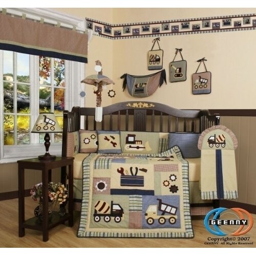 GEENNY Bumperless 12PCS Boy Constructor Baby Nursery Crib Bedding Set By