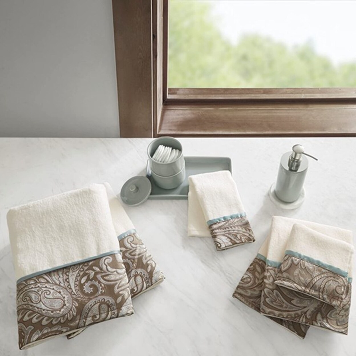 Madison Park Aubrey Blue 6 Piece Jacquard Towel Set