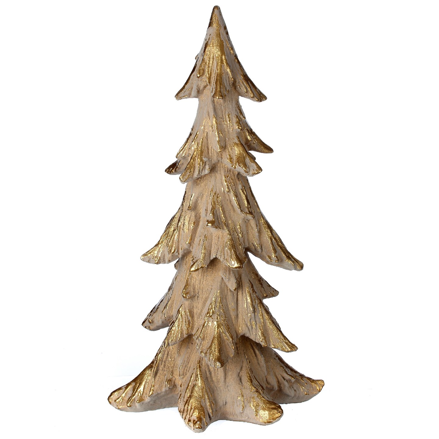 Contemporary Home Living 20.25" Gold Frosted Christmas Tree Tabletop Decoration