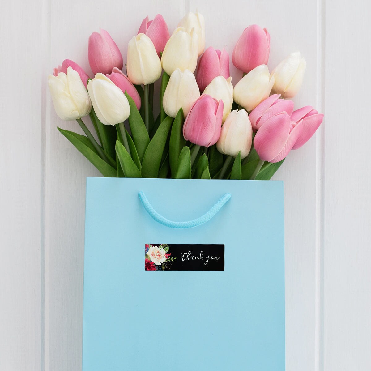 Wrapables 3" x 1" Small Business Thank You Stickers Roll, Sealing Stickers and Labels for Boxes, Envelopes, Bags, Packages