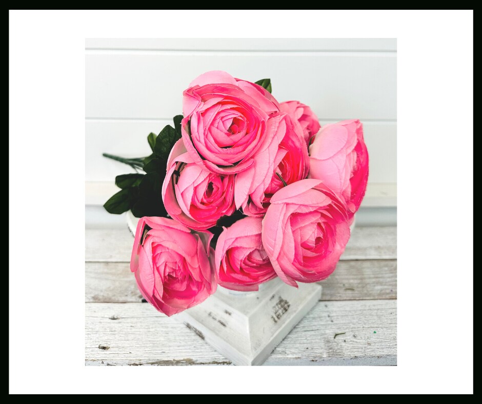 Artificial Pink Ranunculus Flower Bush - 20 Inches-63329PK