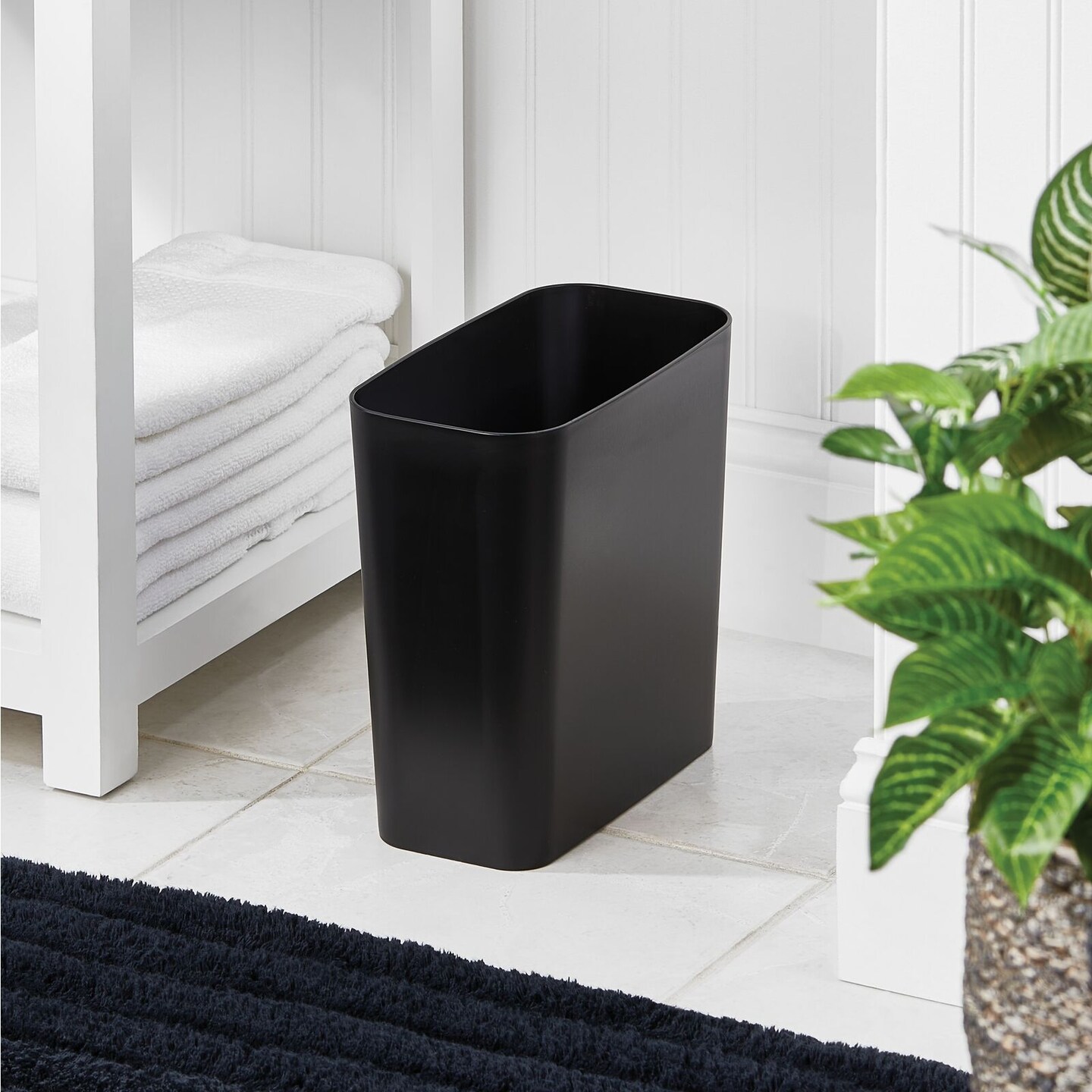 mDesign Plastic Bathroom Trashcan Wastebasket Garbage Bin