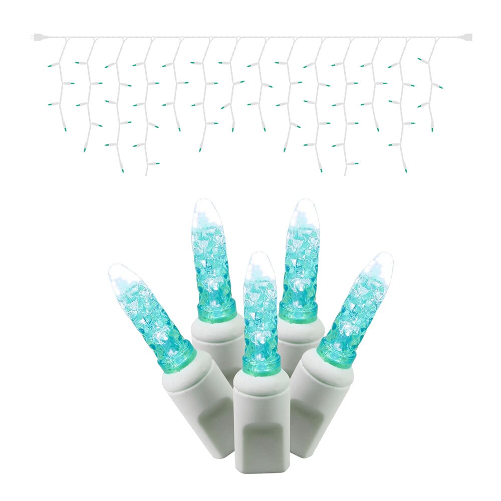 Vickerman 70Lt LED Teal/Ww M5 Twinkle Icicle 9 ft.L