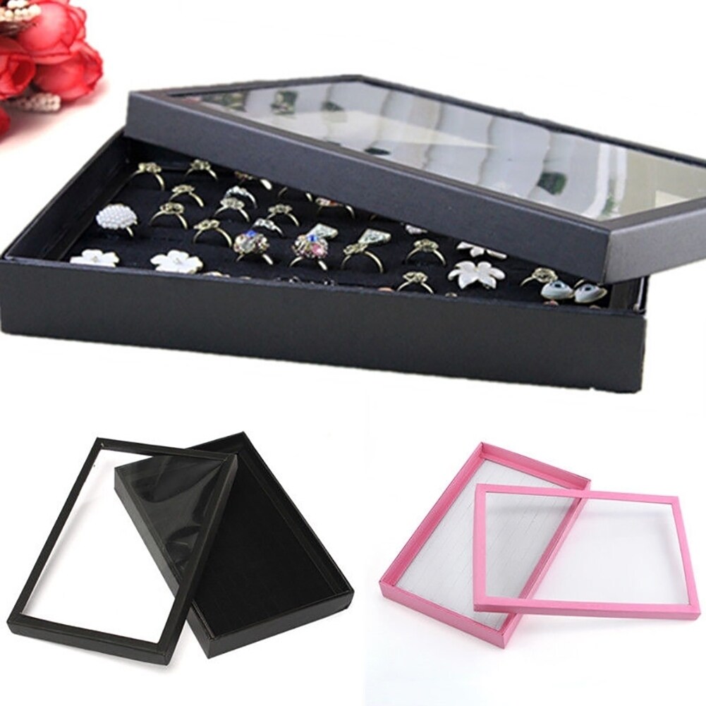 Generic 100 Slots Ring Jewelry Display Tray Show Case Organizer Box Storage Holder