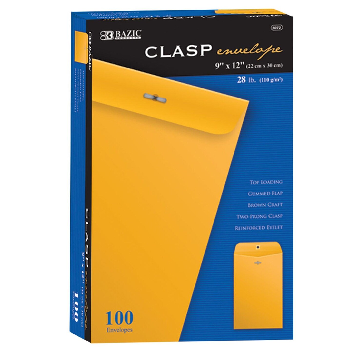 Clasp Envelopes, 9&#x22; x 12&#x22;, Pack of 100