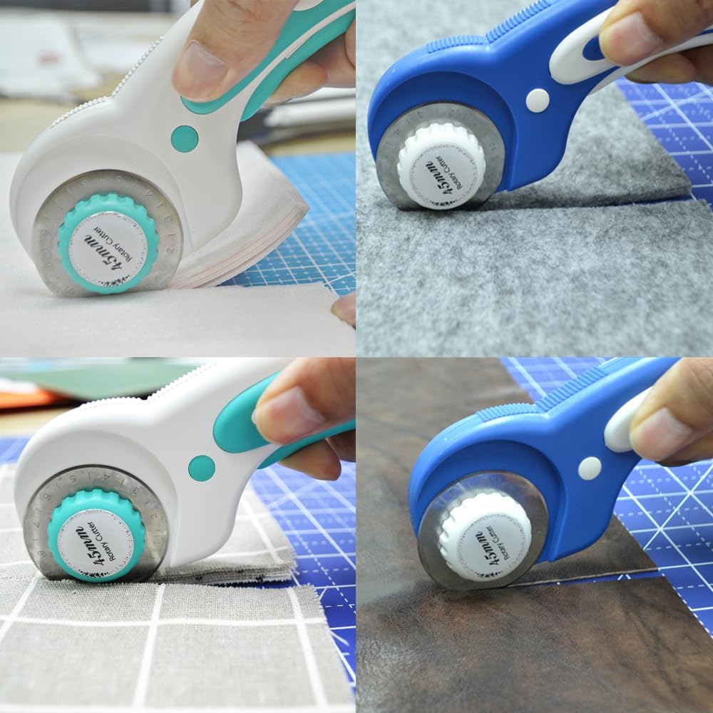 45mm Rotary Cutter Blades 15 Pack Fits Olfa, Fiskars, Replacement Rotary Blade for Arts Crafts Quilting Scrapbooking Sewing, Sharp and Durable
