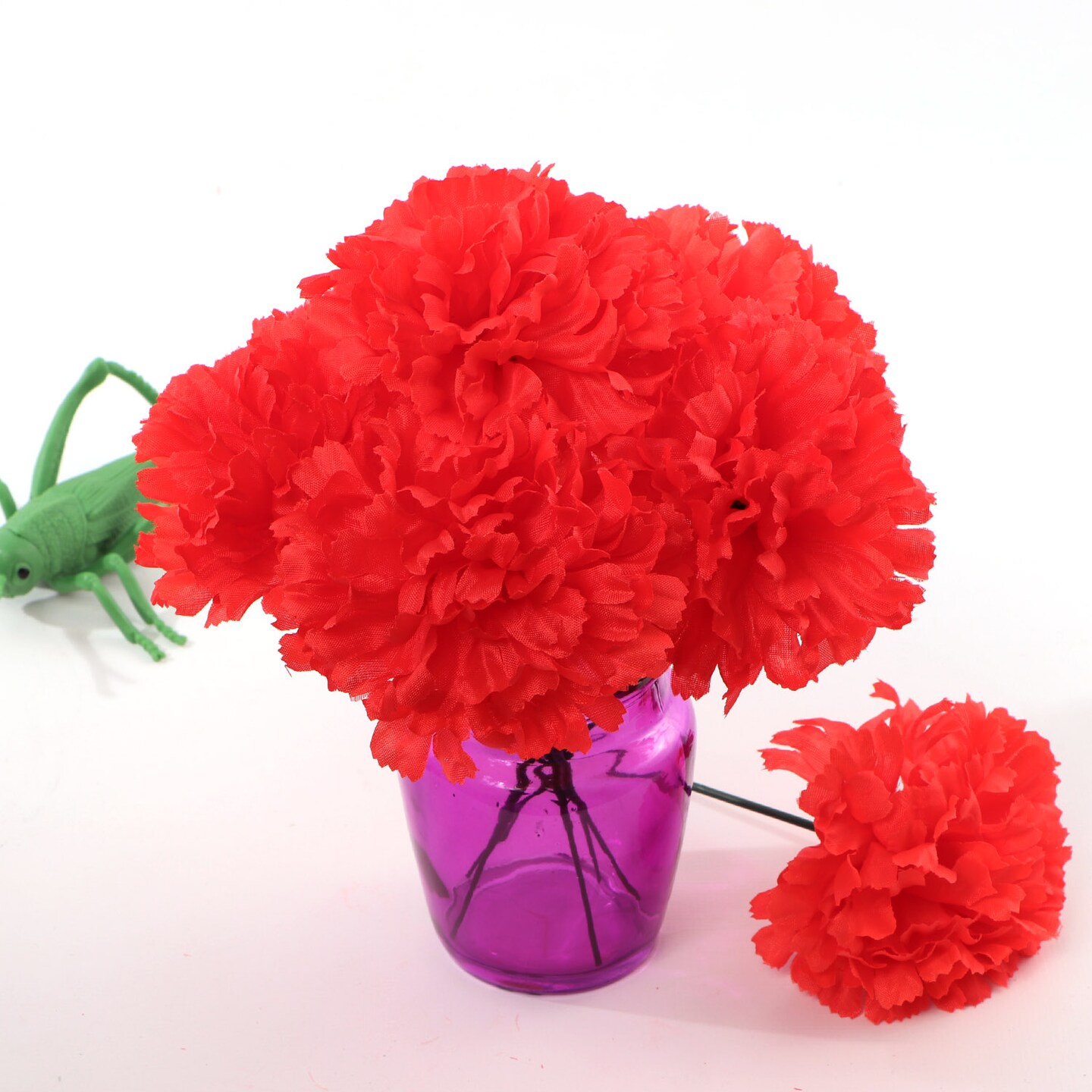 Elegant Red Carnations - Ideal for DIY Weddings, Centerpieces, Home Decor; Lifelike Faux Flowers with Stems, Stunning, Floral Home by Artificial Flowers
