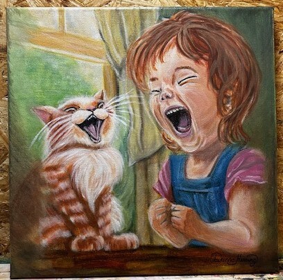 product name is Oil Painting, My First Best Friend Oil on Canvas, Canvas Prints