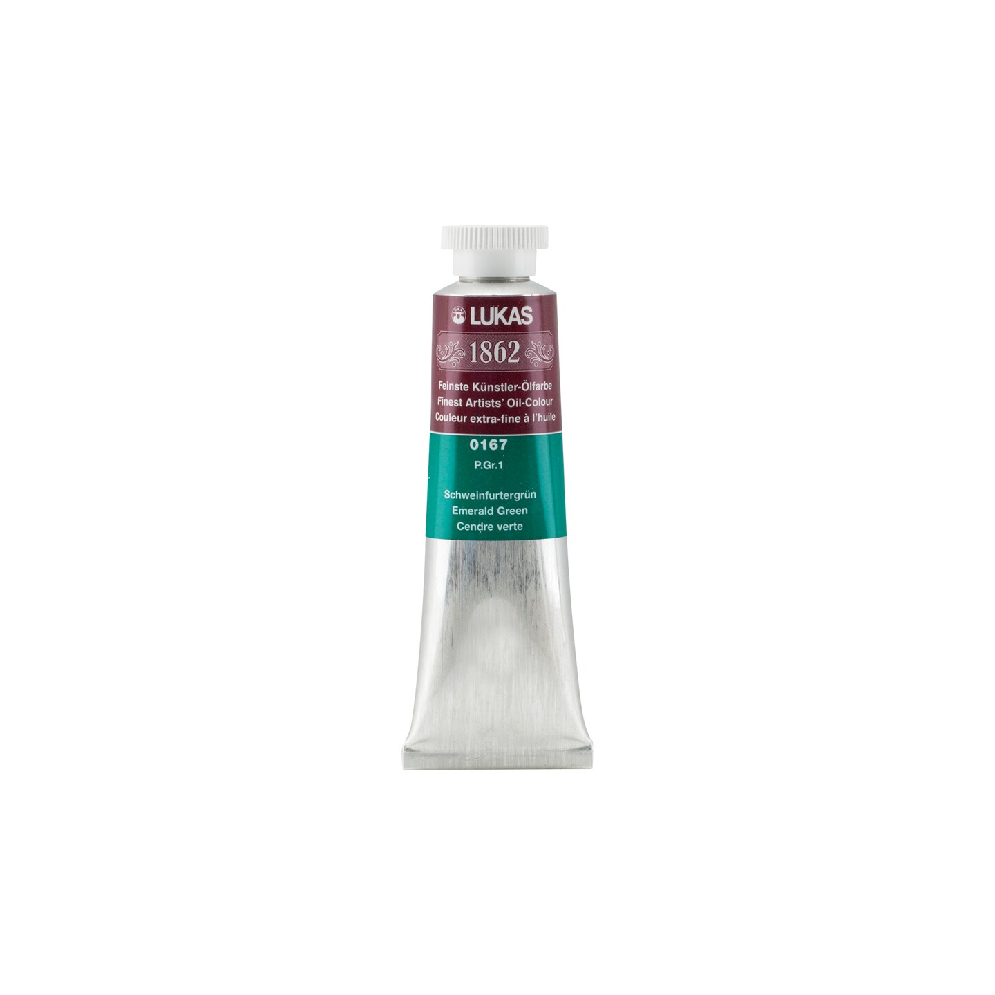 LUKAS 1862 Professional Artist Oil Paint - Emerald Green, 37 mL - Outstanding Lightfastness, Non-Yellowing, with Beeswax for Smooth, Buttery Texture, Consistent Hue, Ideal for Professional Artists