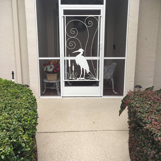 Egret in the Cattails, Screen Door Grille, Coastal Living, Handcrafted, Metal, Multiple Colors, Protect, Beautify, Easy Install, Aluminum product 3