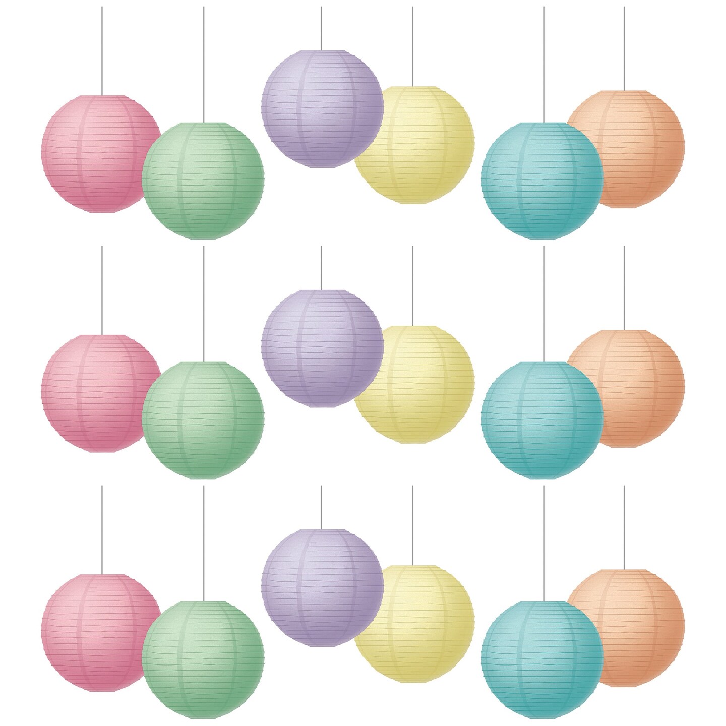 Pastel Pop 8&#x22; Hanging Paper Lanterns, 6 Per Pack, 3 Packs