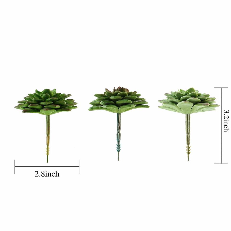 Green 3 Assorted 3&#x22; Faux Echeveria Rosettes Succulent Sprays Stems
