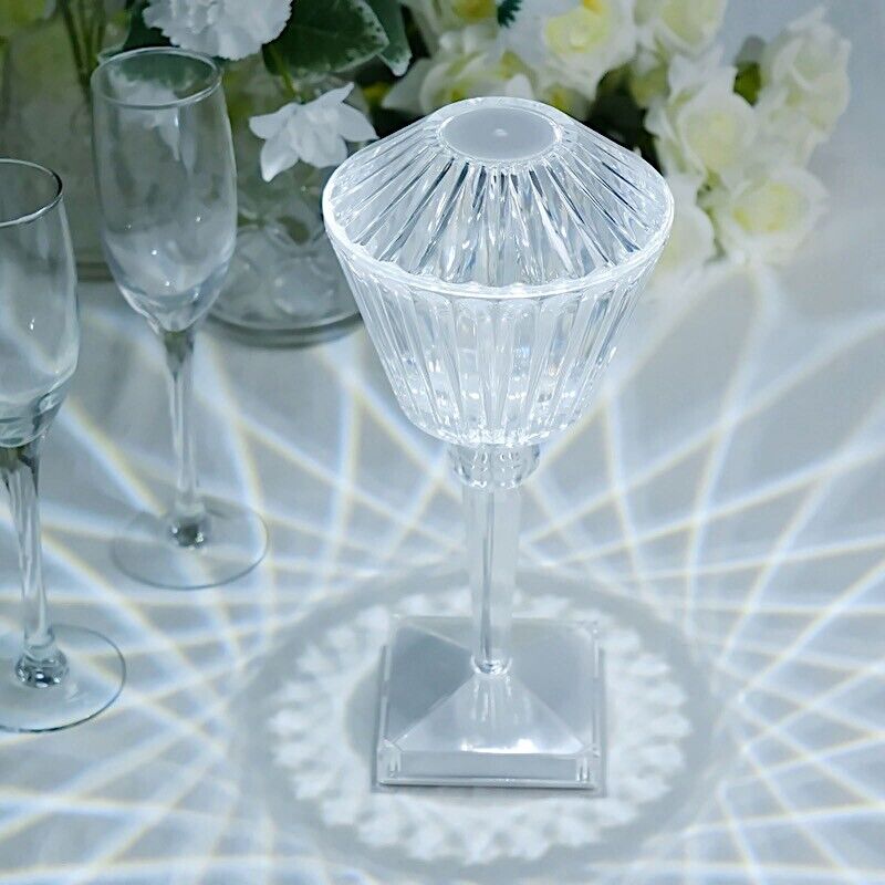Clear 10&#x22; Acrylic Crystal Prism TABLE LAMP USB Rechargeable LED Light