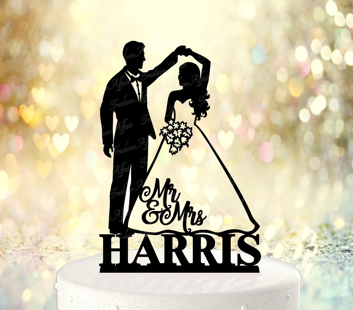 Bride and Groom Dancing, with Name ~ Detailed Acrylic Silhouette ...