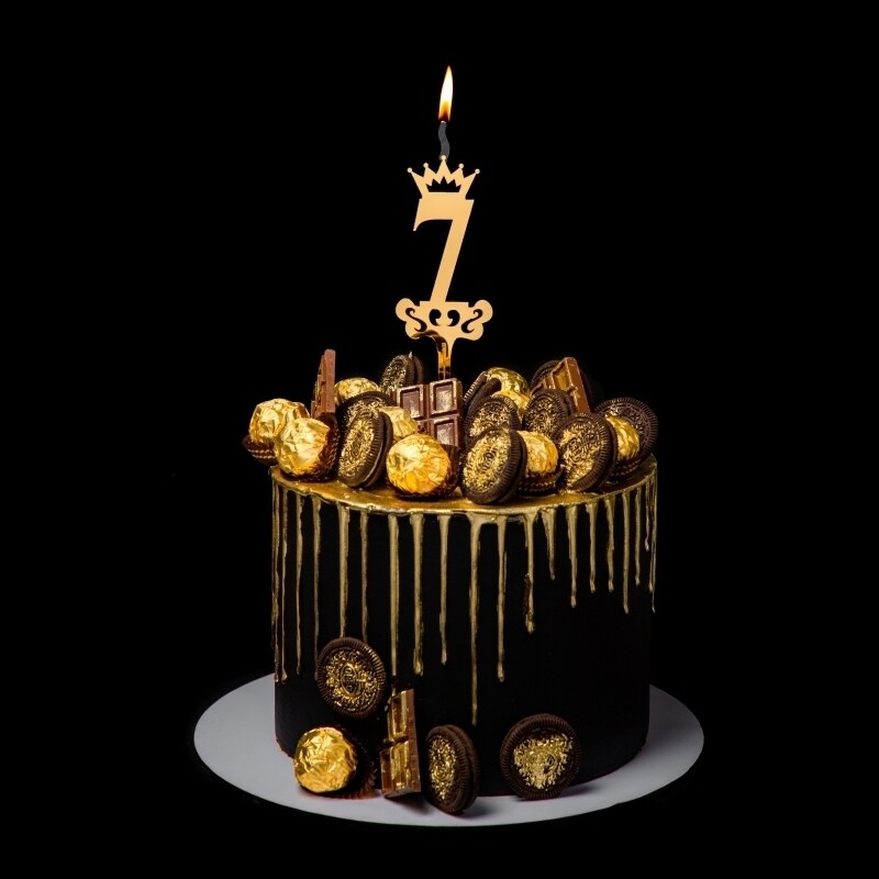 Haji Candle   Gold Birthday Candles Cake Topper Number &#x22;7&#x22;