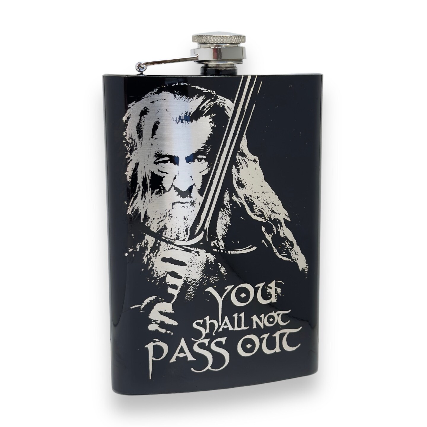 8oz BLACK You Shall Not Pass Out Flask 8oz BLACK You Shall Not Pass Out Flask