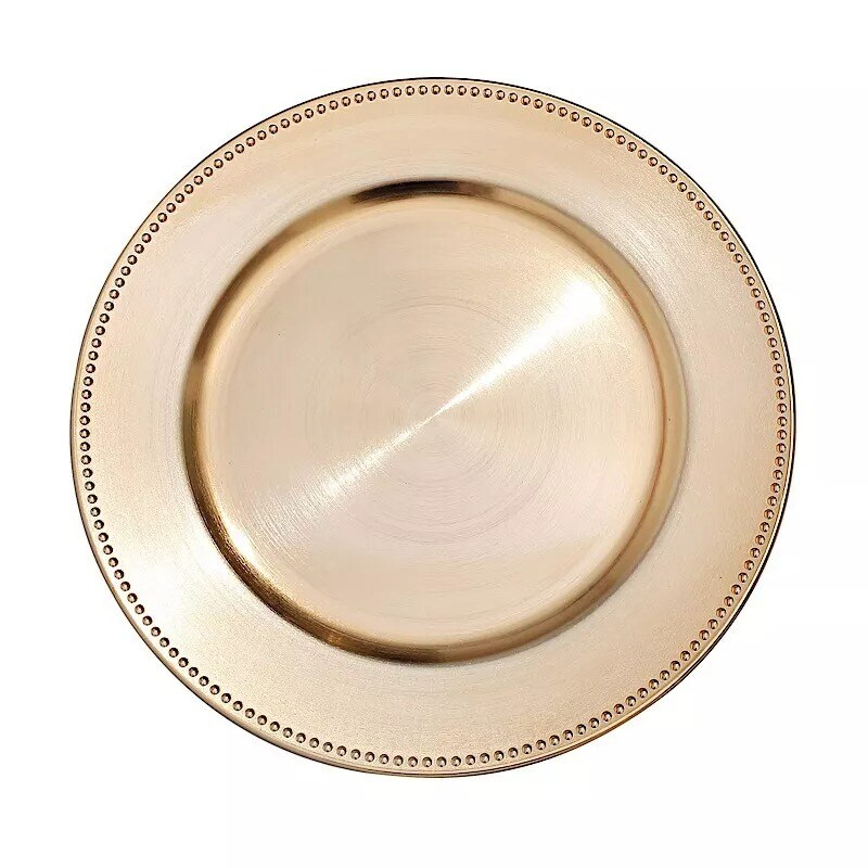 24 pcs 13&#x22; Gold BEADED Round CHARGER PLATES