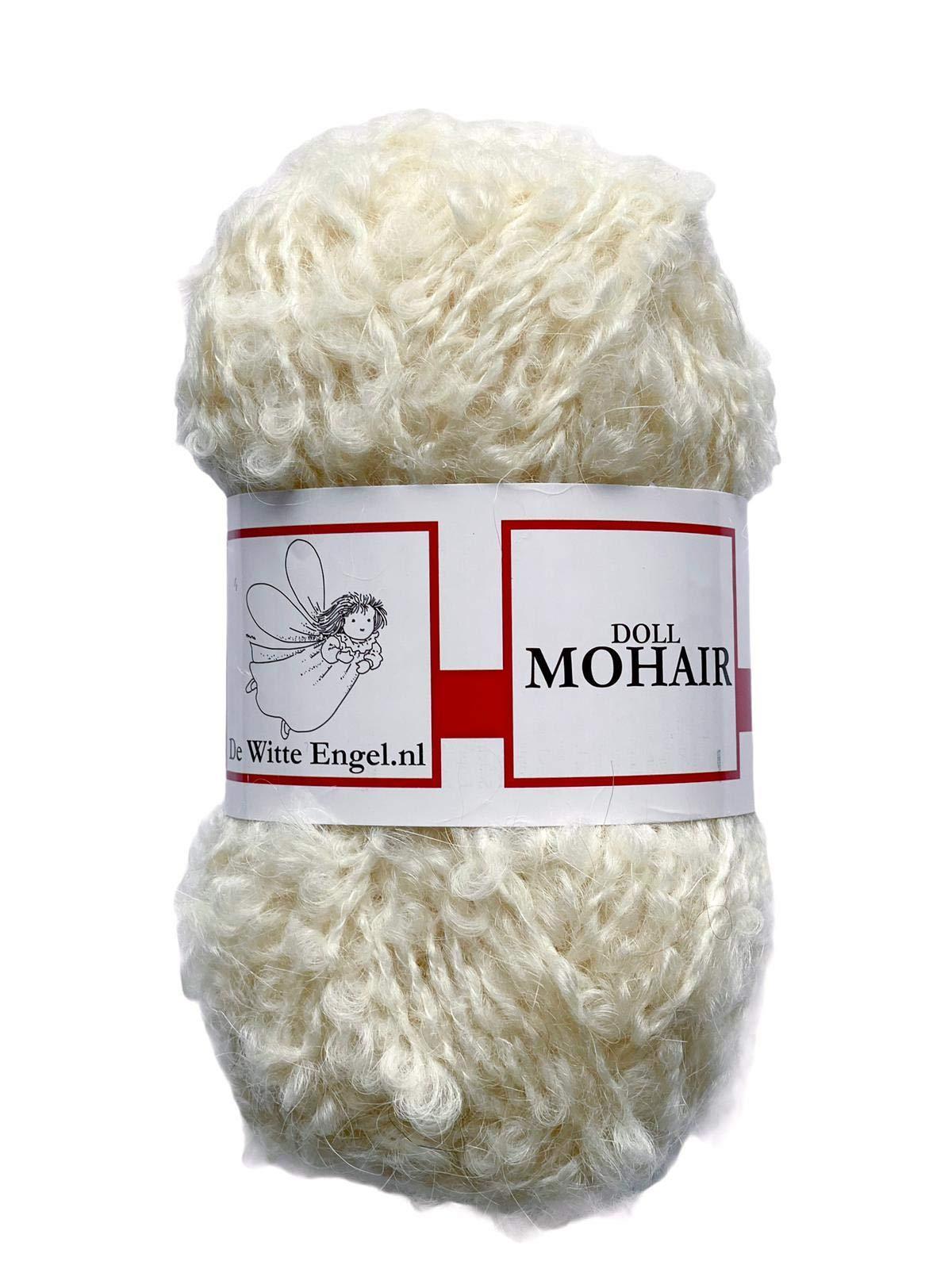 De witte Engel Doll Hair Mohair Blouclé Yarn for walldorf/Steiner Dolls 50 gr (Nature)