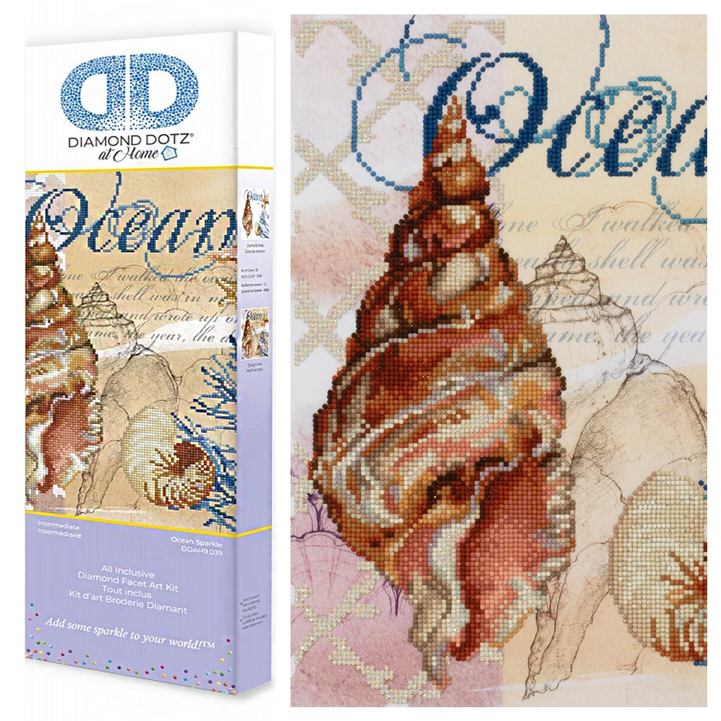 Diamond Dotz at Home Ocean Sparkle Diamond Painting Kits for Adults - Diamond Art Kits a Relaxing Creative Craft Kit with Dotz Gems 19x19