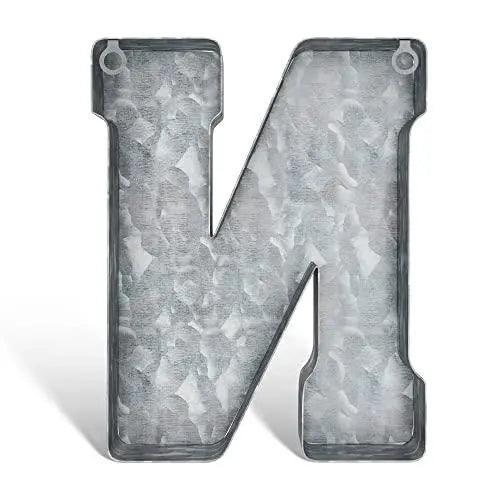 Galvanized Metal Letters for Wall Decor   3D Letter N for Hanging or Freestanding   Unique Blend of Rustic Vintage Western and Industrial Styles   Fits for Living Room Lobby Kitchen Bedroom Decoration