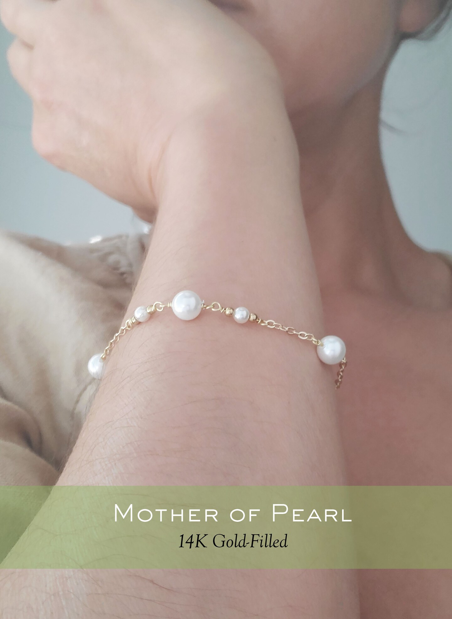 14K Gold filled and on sale Mother of Pearl Bracelet