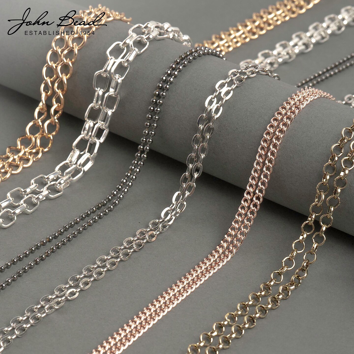 John Bead 3mm Curb Chain &#x26; Jewelry Findings Set