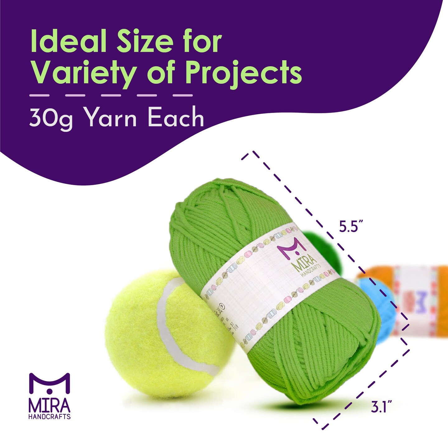 8 Acrylic Yarn Bonbons | Total of 525 yards Craft Yarn | Includes 2 Crochet Hooks, 2 Weaving Needles, 7 E-books | DK Yarn for Knitting and Crochet | Perfect Beginner Kit