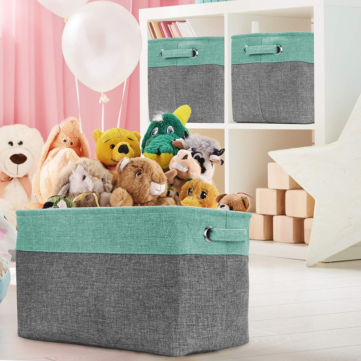 Sorbus 3 Pack Fabric Cubby Organizer - Large Sturdy Foldable Storage Bins with Handles - Lightweight and durable