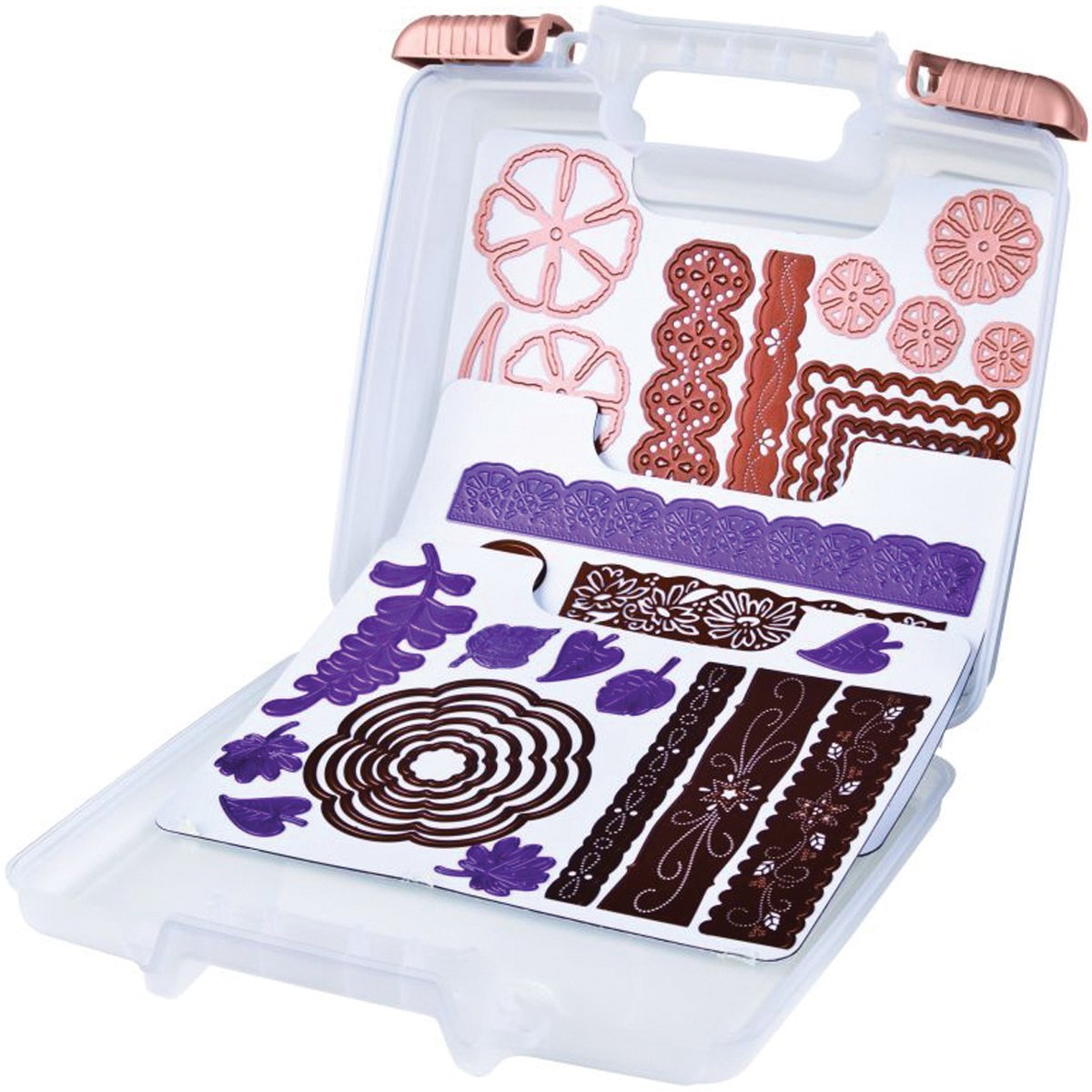 Magnetic Die Storage Case with 3 Magnetic Die Sheets, Portable Paper Craft & Die Organizer with Handle, Translucent